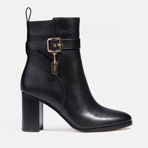 Coach Olivia Buckle Black Leather Booties
